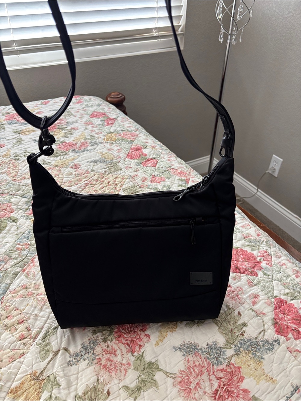 Pacsafe Black Anti-Theft Sling Pouch with Front Zip